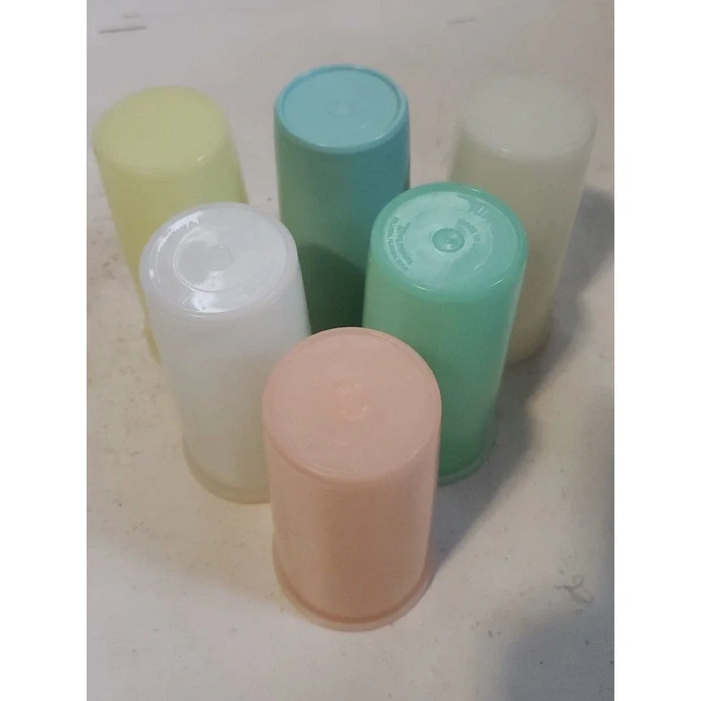 Vintage 6 x Tupperware‎ Pastel Stackable Beakers, Tall Cups, Tumblers, Picnic